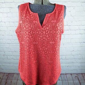 Liz Claiborne Bright Pink Floral Sleeveless Top L